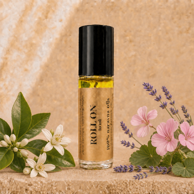 Aromatični roll on Varuh duše z nerolijem, pelargonijo in divjo sivko