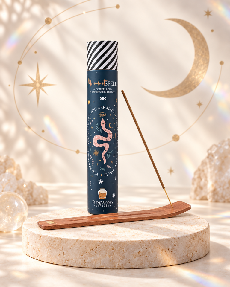 Kadilne palčke Celestial Magic Moondust Spell v tulcu z lesenim podstavkom